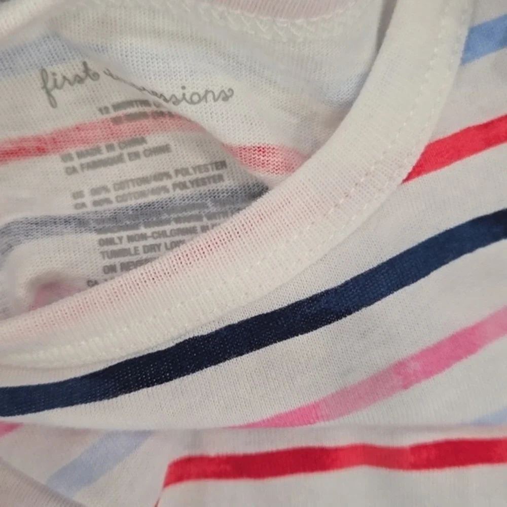 First Impressions Baby Girls 12M Striped Peplum Top and Bloomer Set‎ Multi Blue